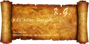 Kübler Gergő névjegykártya